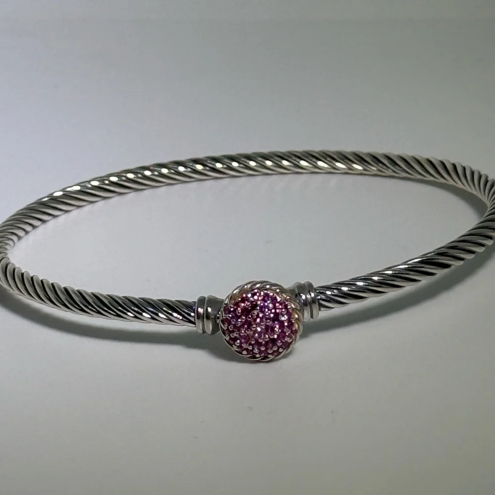 David Yurman Sterling silver pink sapphire bracelet